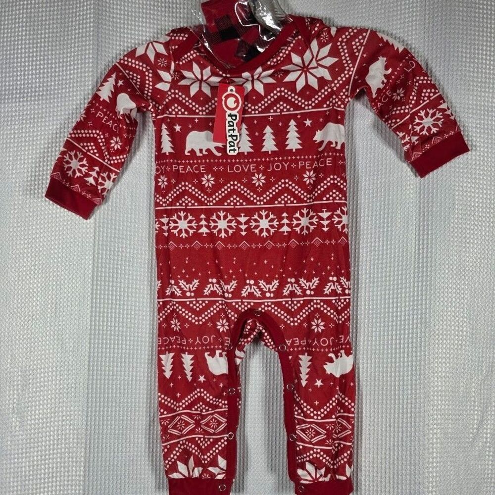 PatPat Baby 12-18 Months Christmas Holiday Family Pajamas One Piece Snap Crotch